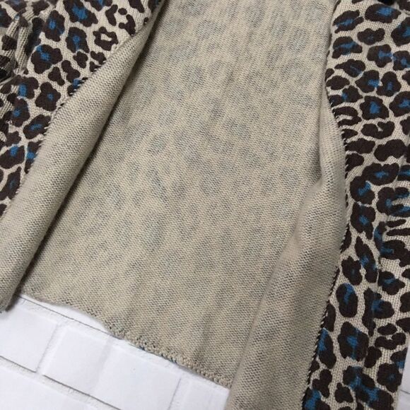 White + Warren Cashmere Wool Leopard Print Sweater | Size M - Picture 8 of 14